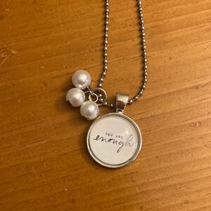 Elegant Silver-tone and White Pendant Necklace